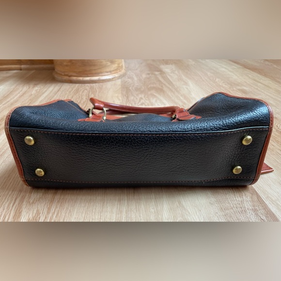 Vintage Leather Liz Claiborne Doctor handbag Purse Pebbled Black Brown trim bag - Picture 6 of 11